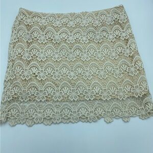 Lush Cream Lace Mini Skirt- Large